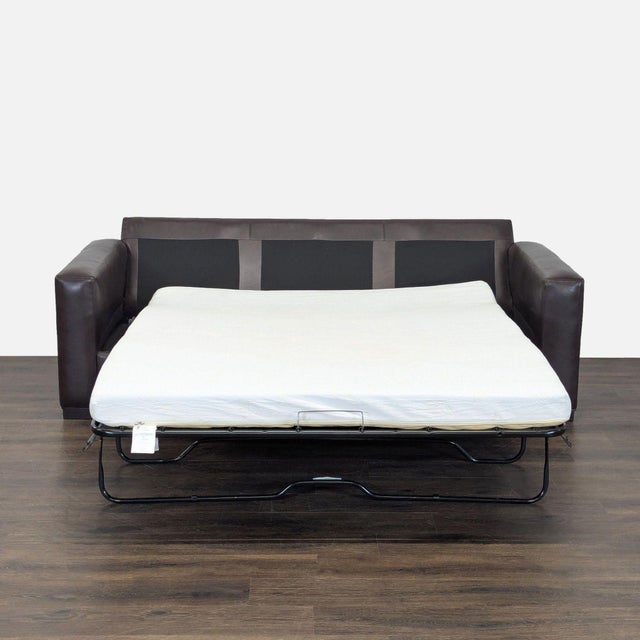 Modern Room & Board Metro Dark Brown Leather Sleeper Sofa For Sale - Image 3 of 9