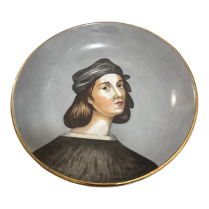Vintage Raphael Portrait Decorative Porcelain Plate – Hand-Painted Renaissance Self-Portrait With Gold Rim 6" Wall Hanging Decor