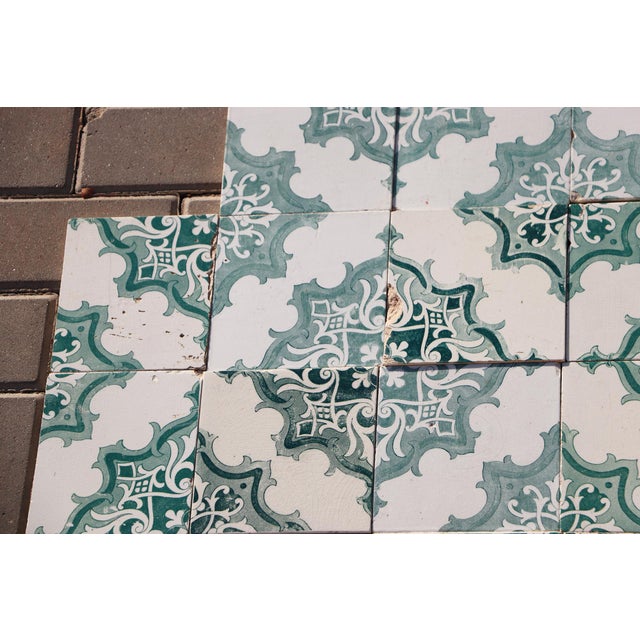Antique 1920s Set of 78 Antique Large Art Deco Geometric Floral Tiles Portuguese For Sale - Image 9 of 18