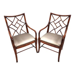 Theodore Alexander Trellis Chippendale Armchairs For Sale