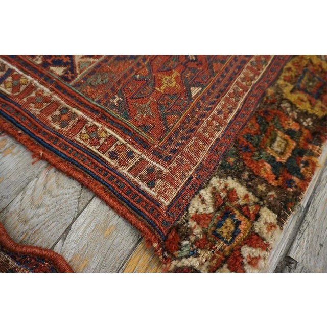 1900s Blue Navy Geometric Tribal Antique Pair of Persian Sumak Carpets 1'8" X 3'5" Woven Wool Rugs For Sale - Image 9 of 10