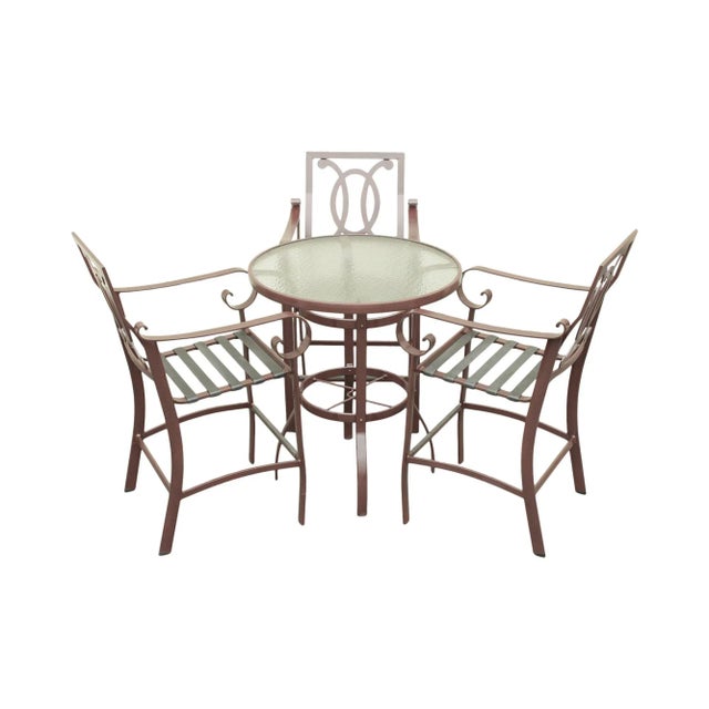 Woodard Belden Aluminum Patio 4 Piece Patio High Top Table & Chairs Set - Set of 4 For Sale - Image 12 of 12