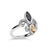 Contemporary .925 Sterling Silver Black Onyx and Yellow Citrine Marquise and Diamond Accent Fleur De Lis Ring (H-I Color, SI1-SI2 Clarity) - Size 6.5 For Sale - Image 3 of 7