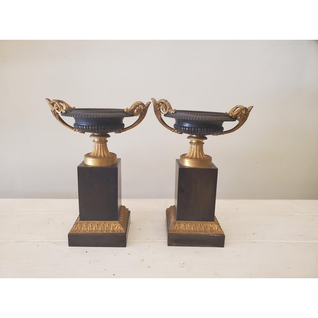 Traditional 1950s Bronze Centerpiece Urns - a Pair For Sale - Image 3 of 3