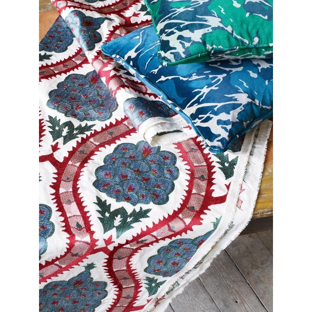 Traditional Zoffany Anar Trellis Fabric in Stockholm Blue/Platinum Grey - a Sample For Sale - Image 3 of 3