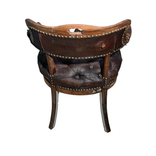 Antique Victorian Brown Leather Chair For Sale - Image 5 of 10