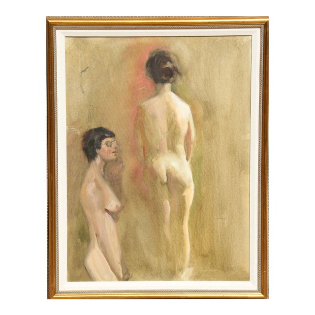 Standing Nude With Glasses Study, Carl Huntman Oil on Canvas For Sale