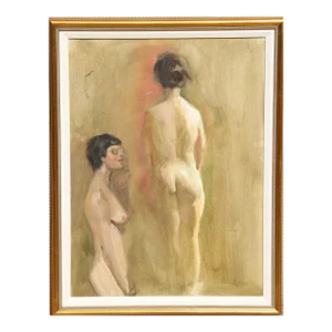 Standing Nude With Glasses Study, Carl Huntman Oil on Canvas