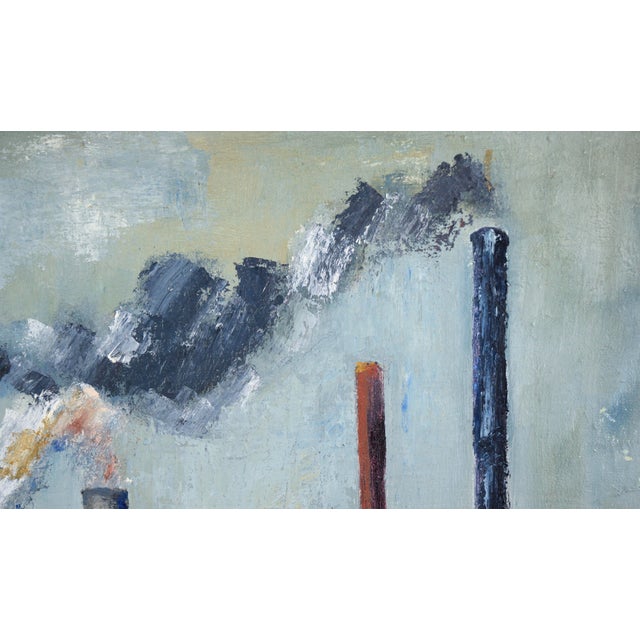 American Factories - Industrial Landscape in Oil on Linen by Doris Lyons Hoover For Sale - Image 3 of 10