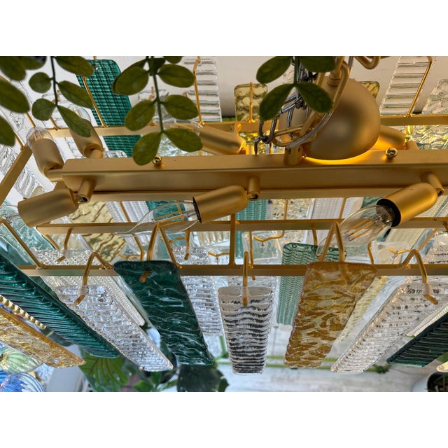 Monumental Italian Rectangular Strip “Listelli” Murano Glass Chandelier by Simoeng For Sale - Image 13 of 14