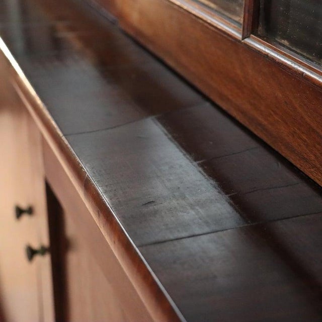 Oversized Antique Sheraton Flame Mahogany Step Back Cupboard C1830 For Sale - Image 9 of 18