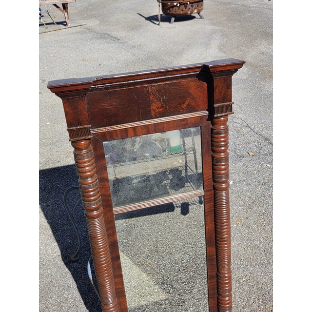 19th Century Americana Walnut Rope Column Original Mirror. For Sale - Image 9 of 16