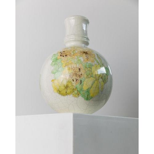 Vintage Ceramic Vase with Green and Yellow Floral Design from Ernestine, Italy, 1960s For Sale - Image 10 of 12