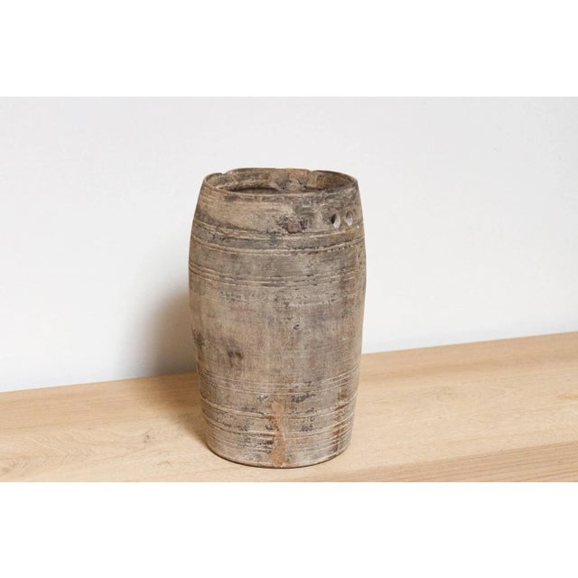 Farmhouse Tribal Wooden Pot-Mokla For Sale - Image 3 of 8