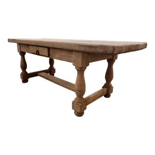 Antique French Farmhouse Dining Table With Drawer For Sale