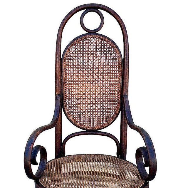 Brown Vienna Secession Bent Oak & Cane High Back Armhair No. 17 by Thonet For Sale - Image 8 of 9