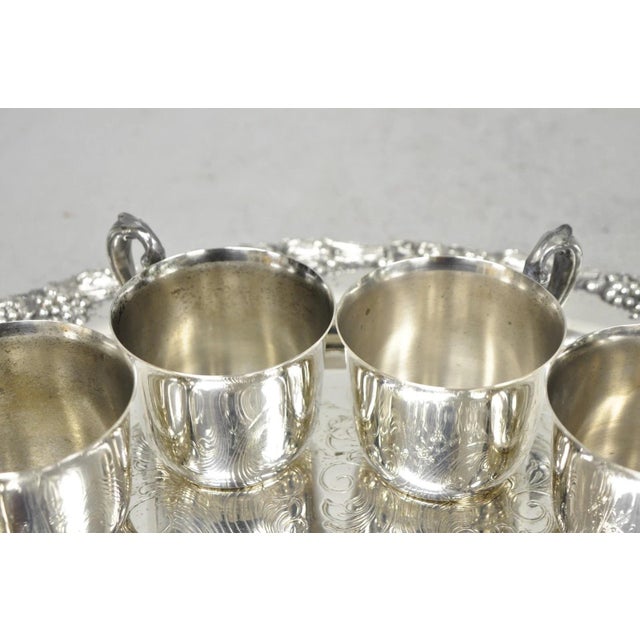 Vintage Sheridan Victorian Silver Plated Punch Bowl Set W/ 12 Cups and Tray For Sale - Image 12 of 18