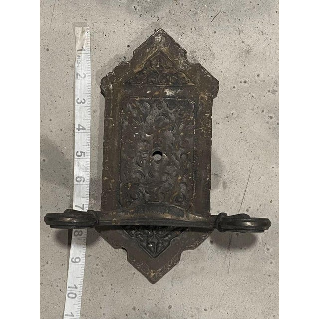 15th Century & Earlier Antique Gothic Tudor Sconce Plate Base Part Double Arm For Sale - Image 5 of 6