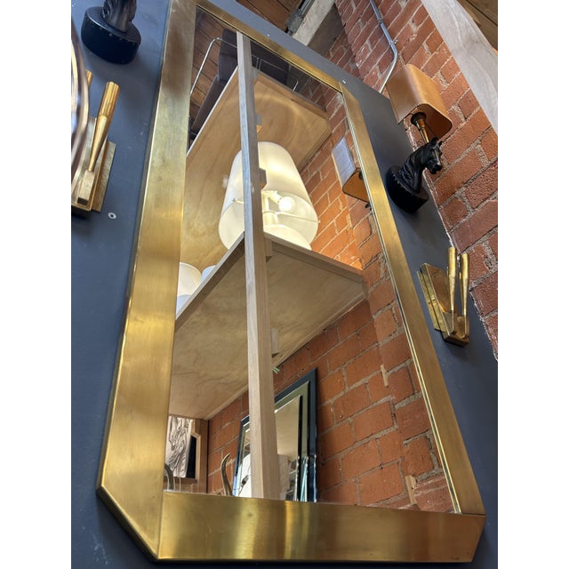 1970s 1970s Italian Brass Framed Geometric Mirror For Sale - Image 5 of 6