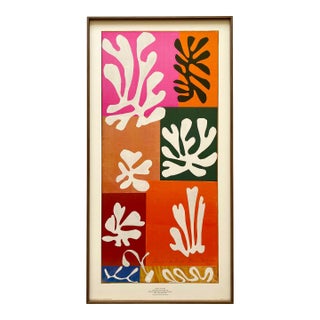 Henri Matisse Vintage 1989 Modernist Lithograph Print Framed Museum Poster " Snow Flowers " 1951 For Sale