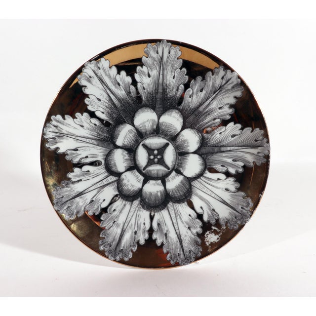 Vintage Set of Six Piero Fornasetti Porcelain Rosoni Pattern Plates Depicting Rosettes For Sale - Image 9 of 10