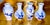 A beautiful set of 4 blue and white petite Chinese vases. Delicate blue floral patterns painted on white porcelain adorn...