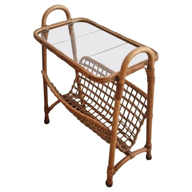 French Rattan Magazine Rack, 1975 For Sale - Image 9 of 9