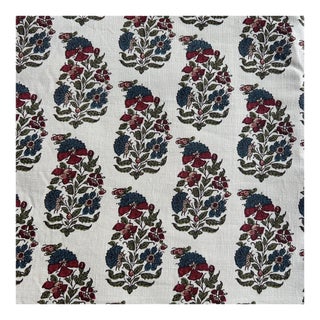 Namay Samay Kamala Hand Printed Linen Fabric - 2 3/4 Yards For Sale