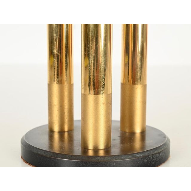 1970s Mid-Century Italian Brass Flower Holder with Blued Steel Base, 1970s For Sale - Image 5 of 13