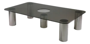 Large Coffee Table in Chrome Metal and Smoked Glass, 1970