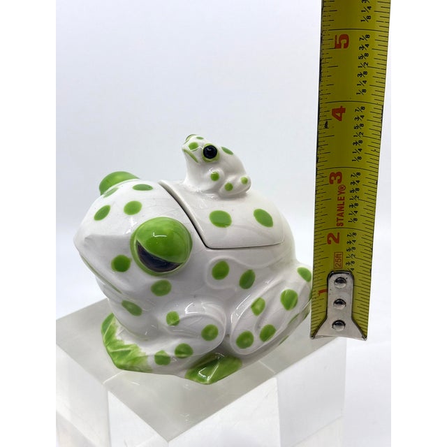 1970s Hollywood Regency Hand Painted Frog Figurine With Lid For Sale - Image 4 of 8