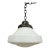 Vintage School White Glass Pendant Lighting Fixture For Sale
