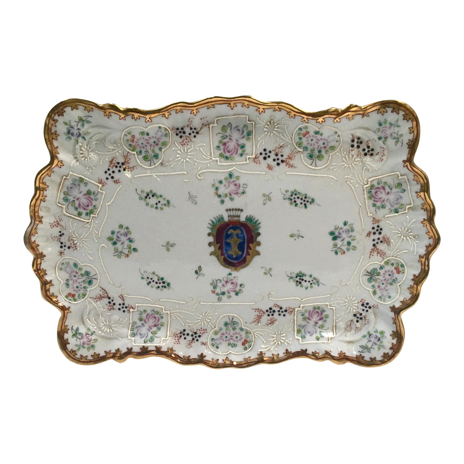 Hand Painted Embossed Ornate Dresser Tray Chairish