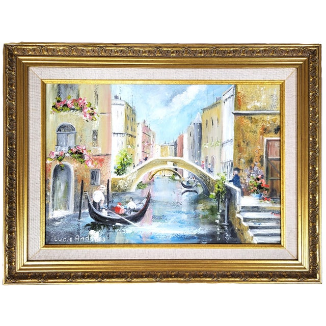 Vintage 20th C Framed Impressionistic Venetian Canal Scene Oil Painting For Sale - Image 10 of 15