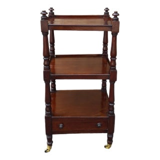 A Mid Victorian Opulence Mahogany Three-Tier Whatnot With a Drawer, Circa 1850s For Sale