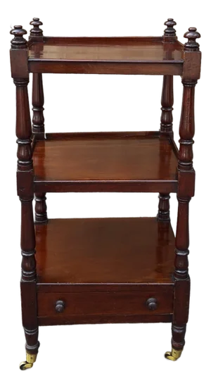 A Mid Victorian Opulence Mahogany Three-Tier Whatnot With a Drawer, Circa 1850s