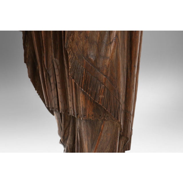 French Artist, Antique Statue of Saint Eligius, 1500s, Wood For Sale - Image 13 of 18