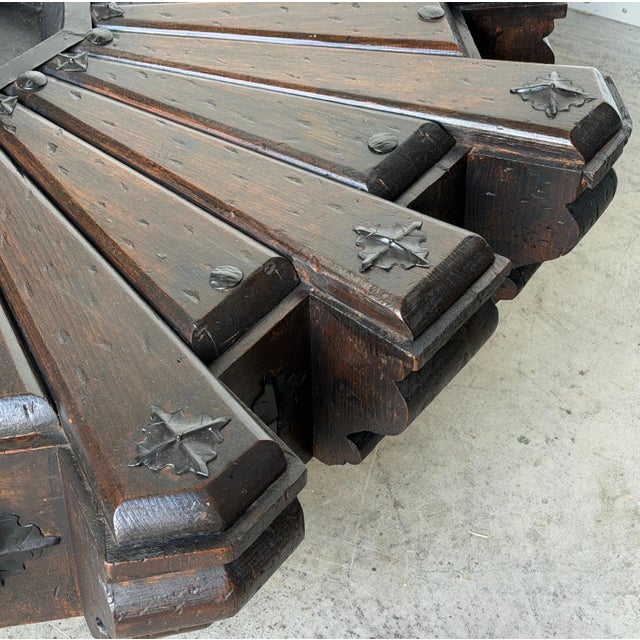 Monumental 1960s Spanish Colonial Sunburst Brazier Table & Wrought Iron Mounts For Sale - Image 4 of 16