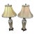 1970s Bombay Table Lamps Porcelain White Floral Oriental Accent Fringe Shades Set of 2 For Sale