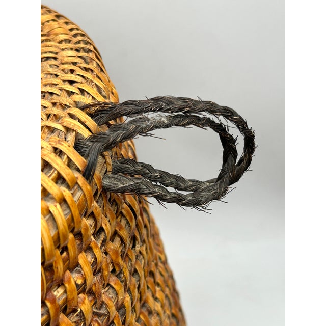 Apache Tus Pitch-Coated Lidded Basket With Horsehair Handles, C. 1940–1950 For Sale - Image 11 of 18