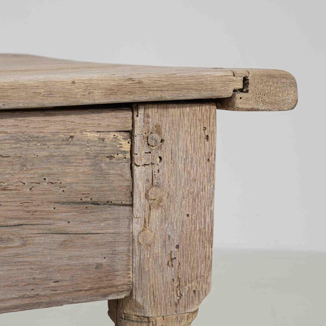 French 19th Century France Antique White Wood Dining Table For Sale - Image 3 of 10