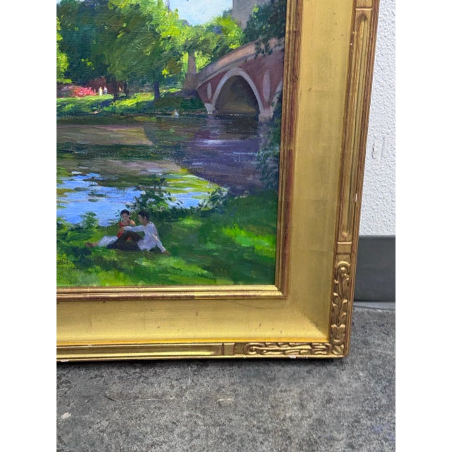 Circa 2002 Gary David Hoffmann "By the Charles River" Oil on Canvas, Framed For Sale - Image 11 of 12