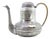 Round Silver Kettle with Reliefs, Monogram Card and Coated Handle For Sale