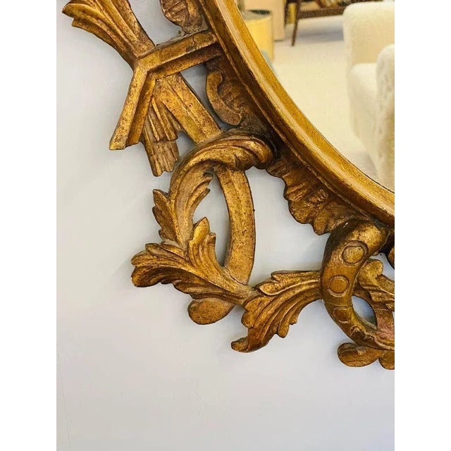 Wood Single Giltwood Italian Floral Motif Mirror, Wall / Console / Pier, Italy, 1960s For Sale - Image 7 of 13