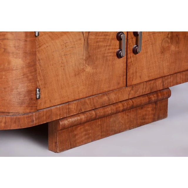 1930s Small Art Deco Walnut Cabinet in Chrome-Plated Steel, Czechia, 1930s For Sale - Image 5 of 8