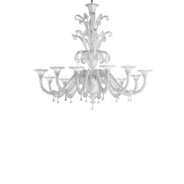 White Venetian White "Cà Rezzonico" Murano Glass Chandelier For Sale - Image 8 of 8