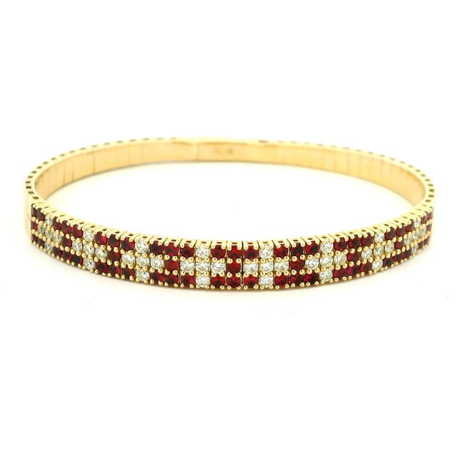 Vintage Orj Ruby and Diamond Flexible Bracelet in 14k Yellow Gold For Sale - Image 10 of 13