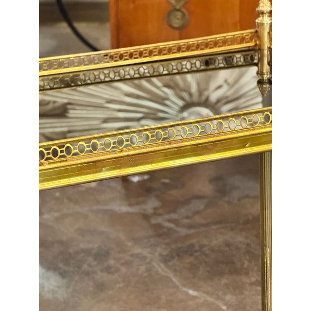 Pair of Jansen Manner Brass and Black Glass Tables For Sale - Image 4 of 10