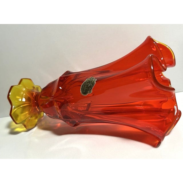 1990s Vintage MCM Fenton Glass Handkerchief Amberina Red Vase For Sale - Image 5 of 6