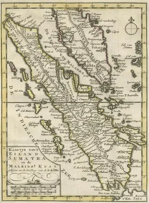 Map of Sumatra, Malaysia and Singapore, 1745